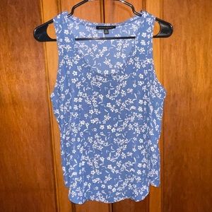 Blue and white floral banana republic tank